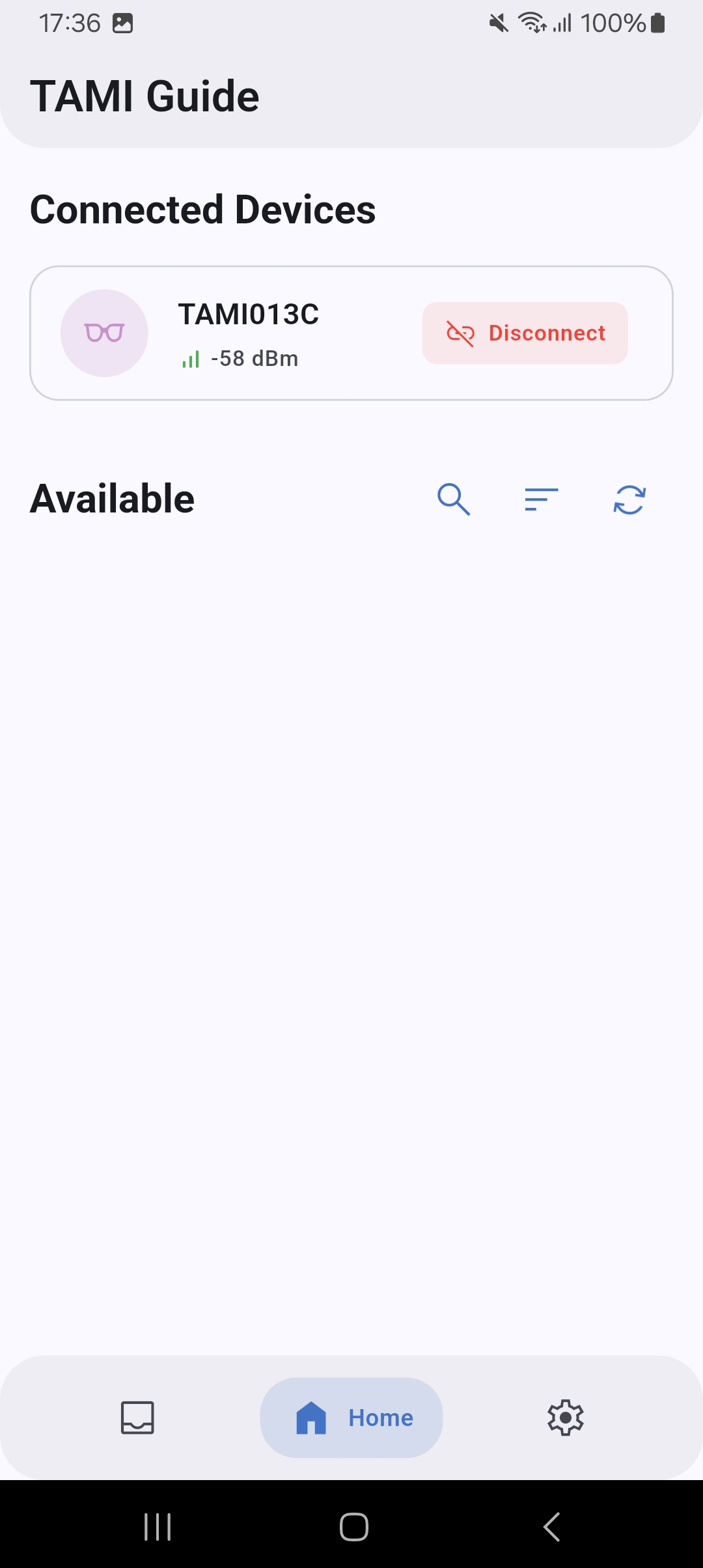 Schermata di benvenuto di TAMI® Guide su uno smartphone